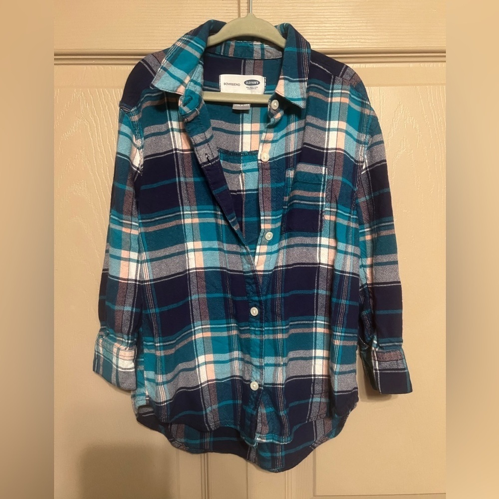 Old Navy Kids Plaid Shirt - Blue and Teal
